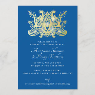 Ornate Paisley Golden Indian Engagement Party Invitation