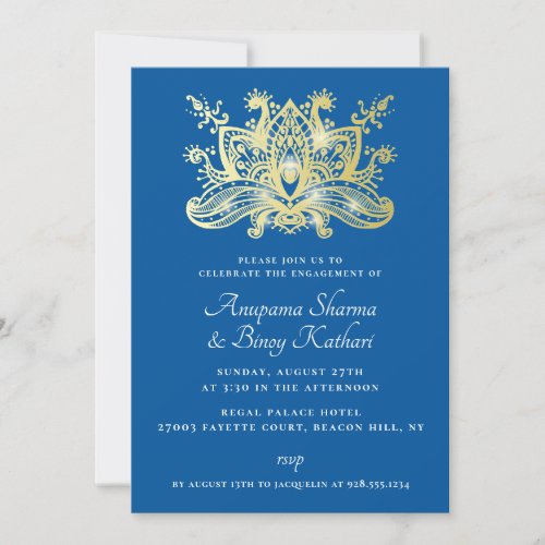 Ornate Paisley Golden Indian Engagement Party Invitation