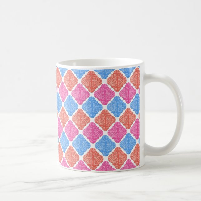 Ornate Patchwork Diamonds Pattern Coffee Mug (Right)