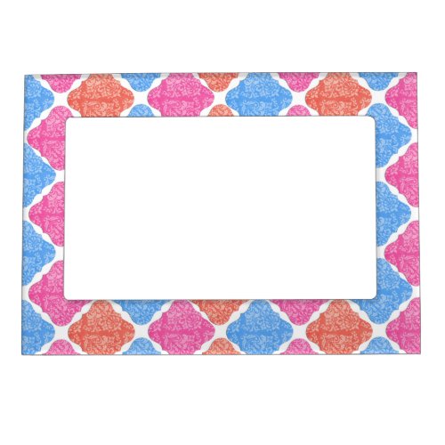 Ornate Patchwork Diamonds Pattern Magnetic Frame