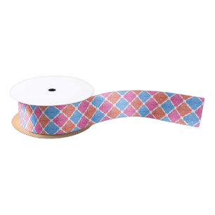 Ornate Patchwork Diamonds Pattern Satin Ribbon