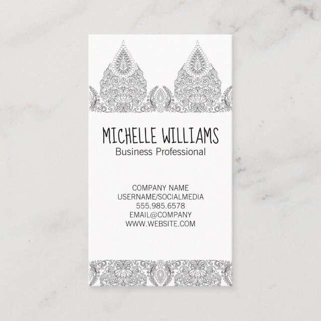 Ornate Pattern  Business Card (Front)