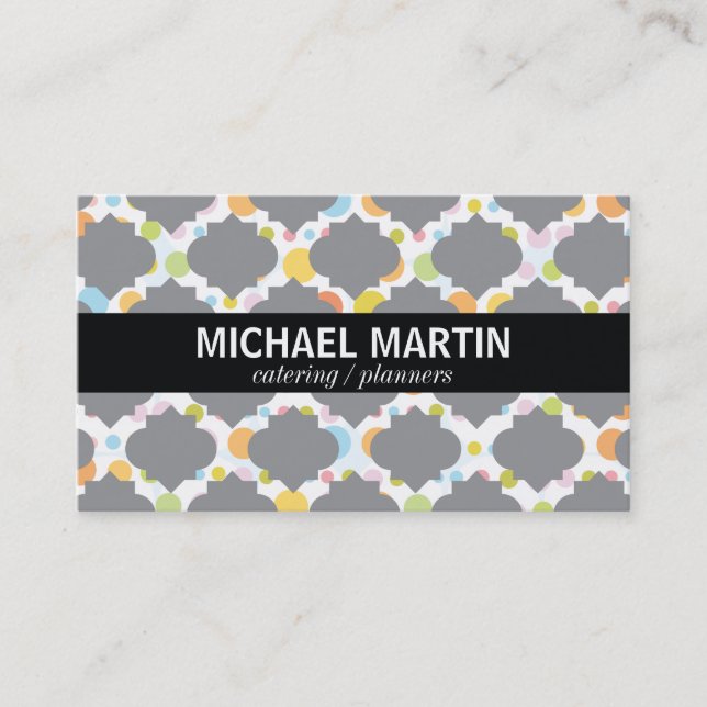 Ornate Pattern (gray) | Festive Business Card (Front)