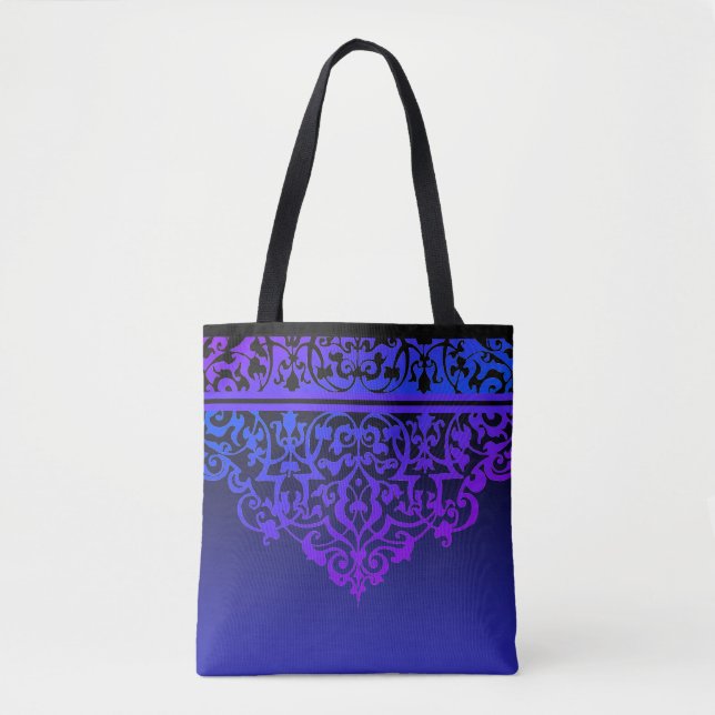Ornate Pattern Purple Ombre Tote (Front)