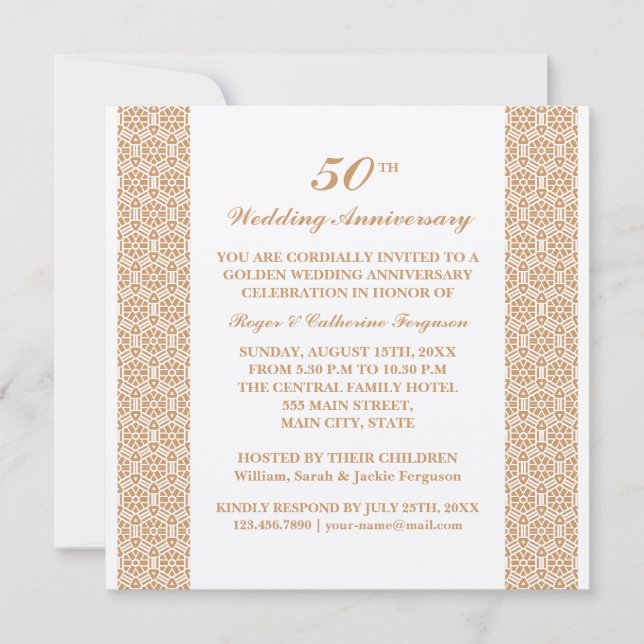 Ornate Pattern Wedding Anniversary Invitation (Front)