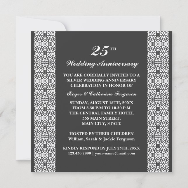 Ornate Pattern Wedding Anniversary Invitation (Front)
