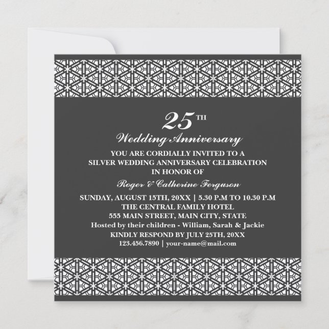 Ornate Pattern Wedding Anniversary Invitation (Front)