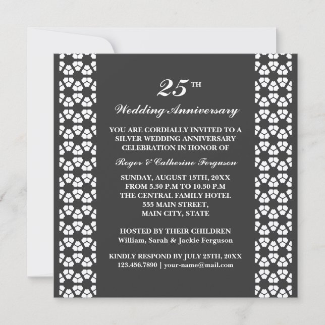 Ornate Pattern Wedding Anniversary Invitation (Front)