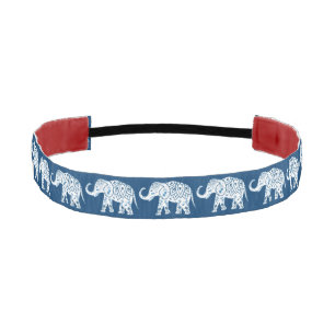 Ornate Patterned Blue Elephant Athletic Headband