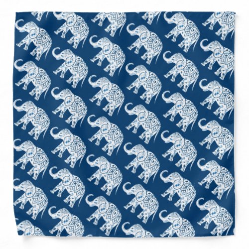 Ornate Patterned Blue Elephant Bandana