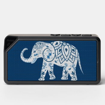 Ornate Patterned Blue Elephant Bluetooth Speaker by LouiseBDesigns at Zazzle