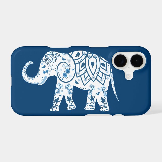Ornate Patterned Blue Elephant Case-Mate iPhone Case (Back (Horizontal))