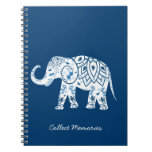 Ornate Patterned Blue Elephant Notebook at Zazzle