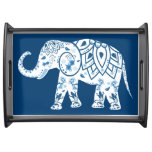 Ornate Patterned Blue Elephant Serving Tray at Zazzle