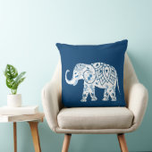 Ornate Patterned Blue Elephant Throw Pillow | Zazzle