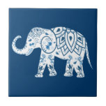 Ornate Patterned Blue Elephant Tile at Zazzle