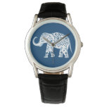 Ornate Patterned Blue Elephant Watch at Zazzle