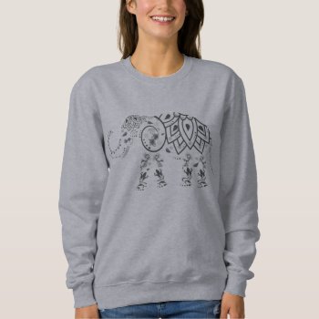 Ornate Patterned Elephant Sweatshirt by LouiseBDesigns at Zazzle