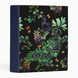 Ornate Peacock and Vintage Floral Mini Binder