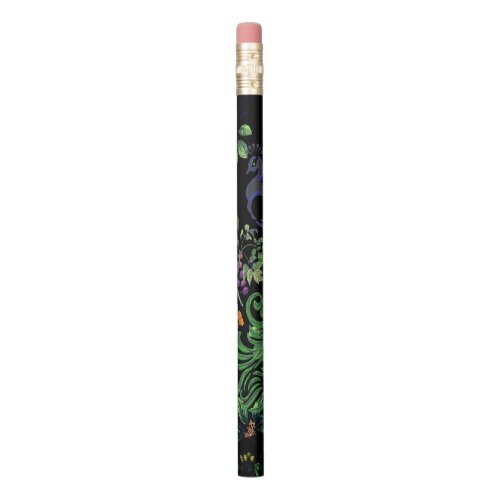 Ornate Peacock and Vintage Floral Pencil