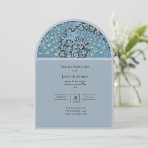 Ornate Peacock Vinery Vintage Wedding Invitation
