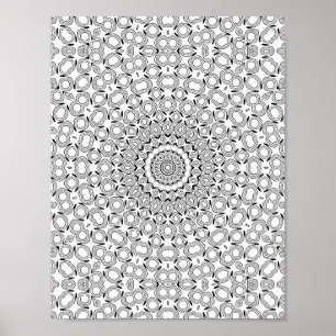 Ornate Pebble Tile Kaleidoscope Mandala Pattern Ar Poster