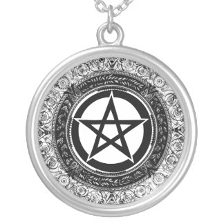 Ornate Pentacle Silver Plated Necklace