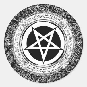 Ornate Pentagram Classic Round Sticker