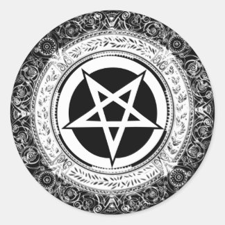 Ornate Pentagram Classic Round Sticker