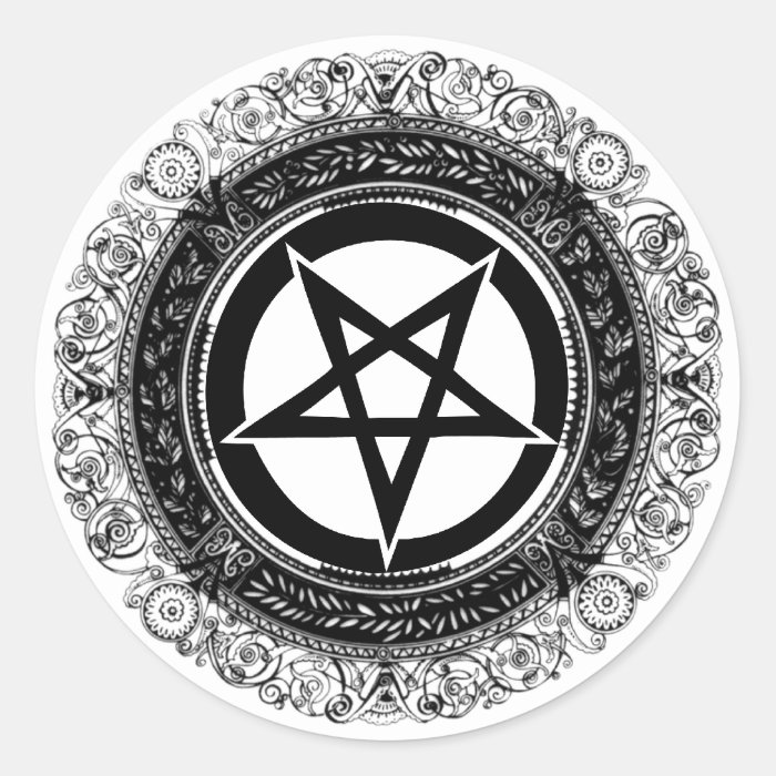 Ornate Pentagram Round Sticker