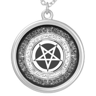 Ornate Pentagram Silver Plated Necklace