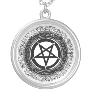 Ornate Pentagram Silver Plated Necklace