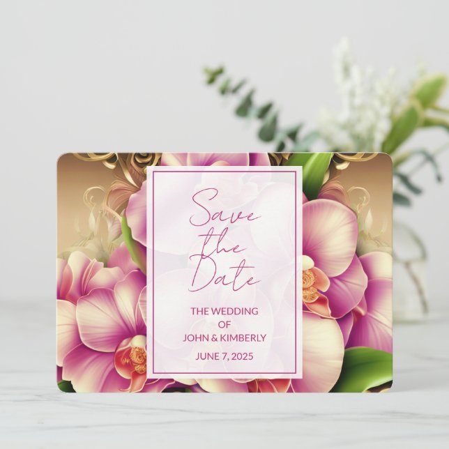 Ornate Photo Wedding Save the Date  Invitation (Standing Front)