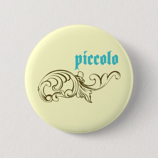 Ornate Piccolo Pinback Button (Front)