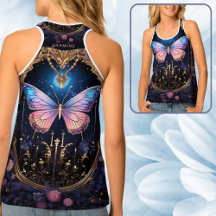 Ornate Pink Blue Gold Stylish Butterfly Yoga