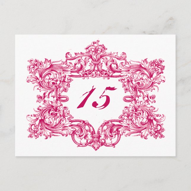 Ornate Pink Frame Table Numbers (Front)