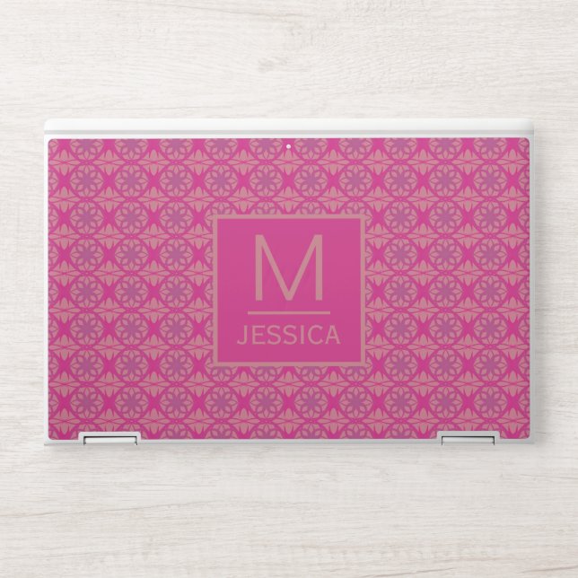Ornate Pink Purple Geometric Pattern Personalised HP Laptop Skin (Front)