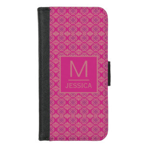 Ornate Pink Purple Geometric Pattern Personalised iPhone 8/7 Wallet Case