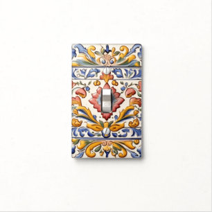 Ornate Pink Yellow Blue Flower Floral Light Switch Cover