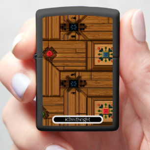 Ornate Plank Puzzle" - Custom Matte Black Zippo Lighter