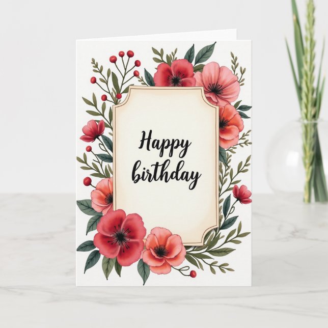 Ornate Plaque Birthday Card (Front)