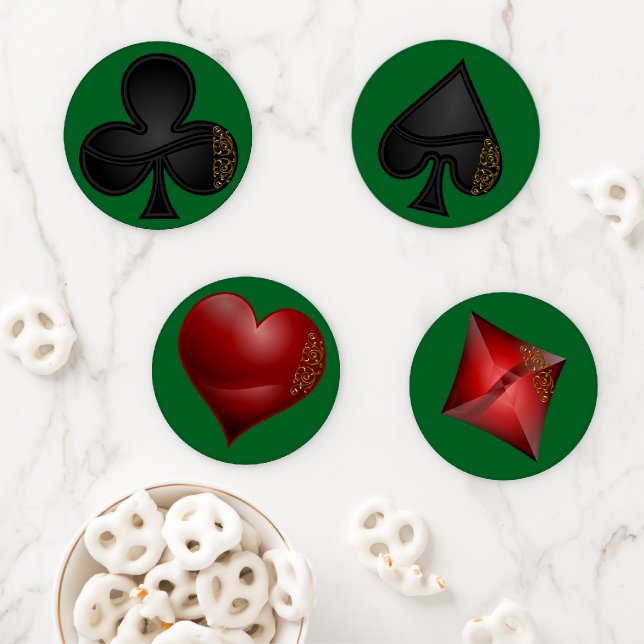 Ornate Playing Card Shape  Coaster Set (In Situ)