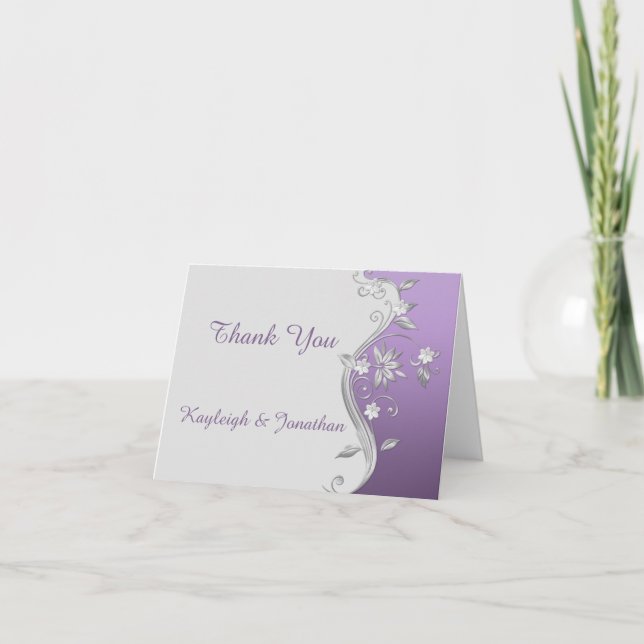 Ornate Purple and Silver Floral Thank You (Front)