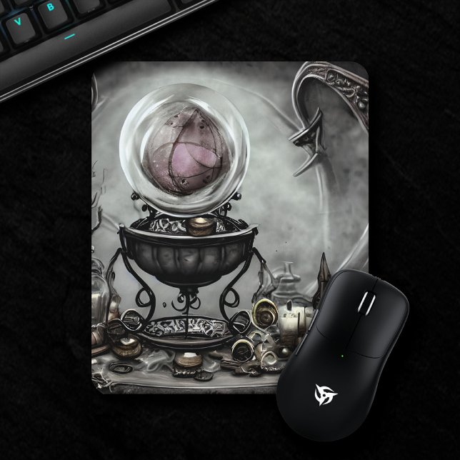 Ornate Purple Crystal Ball and Witchcraft Items Mouse Pad (Creator Uploaded)