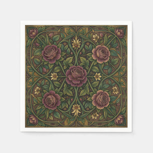 Ornate Purple Rose William Morris Style Floral Napkins