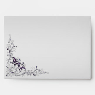 Ornate Purple Silver Floral Swirls 5x7 Envelope