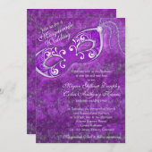 Ornate Purple Silver Masquerade Ball Wedding Invitation (Front/Back)