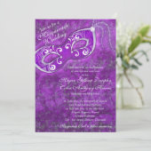 Ornate Purple Silver Masquerade Ball Wedding Invitation (Standing Front)