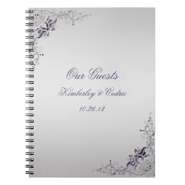 Ornate Purple Swirls Guest Book (Front)