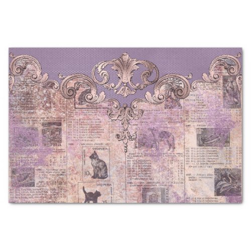 Ornate Purple Vintage Paper Decoupage